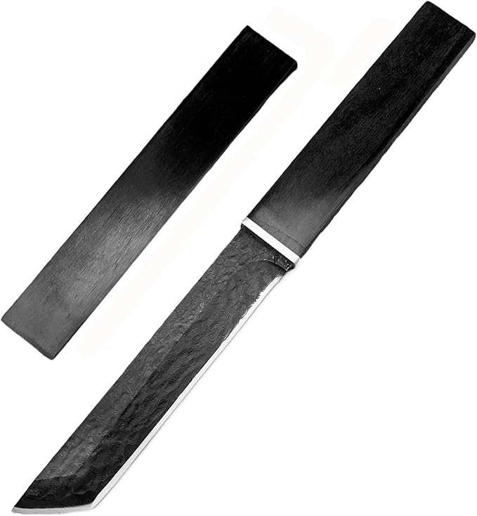 HUAAO 10.3’’ Japanese Style Katana Fixed Blade Knife with VG10 Damascus Steel Blade and Ebony handle Suitable for Camping Hunting Tactical Army Survival
