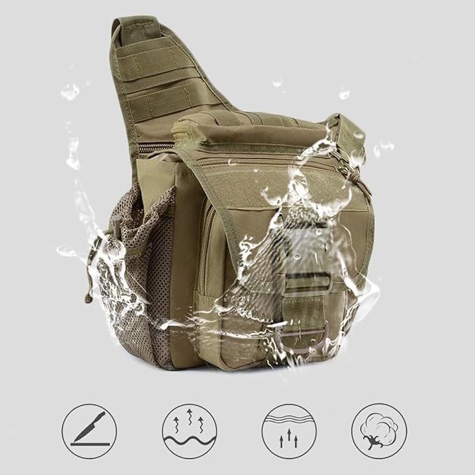 Outdoor Military Tactical Sling Pack Multi-functional Compact Tactical Messenger Shoulder Bag (CP)