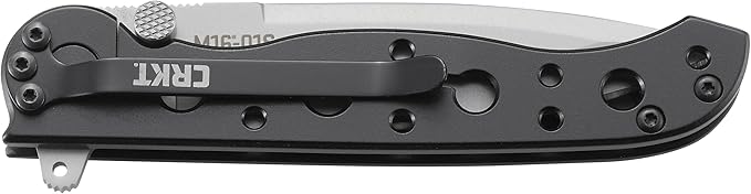 CRKT M16-01S Folding Knife with Frame Lock: Stainless Steel Plain Edge Blade Stainless Steel Handle Reversible Pocket Clip M16-01S