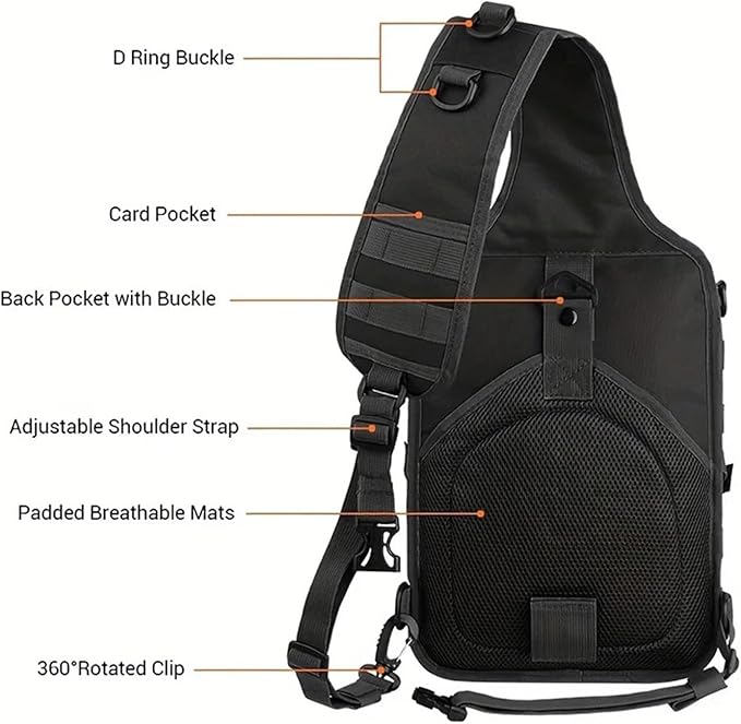 Tactical Sling Backpack Versatile Chest Bag Waterproof EDC Rucksack Bag for Outdoor Hiking Camping(Khaki)