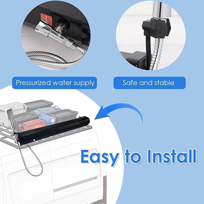 Roof Rack Mount Road Shower Pressurized Water Tank W/Storage Bag and Hose Outdoor Activities Water Supply for Suvs Sedans Rvs Trucks