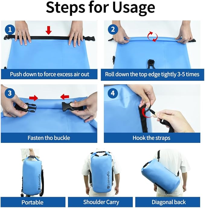 Waterproof Dry Bag for Women Men 30L Roll Top Lightweight Dry Storage Bag Backpack for Travel Swimming Boating Camping Picnic Kayaking Hiking Skiing Camping and Beach