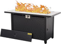 Outdoor Propane Fire Pit 45 Inch Patio Firepit Table with Fire Glass and Wind Guard for Outside Parties and Gatherings on Garden Backyard Porch