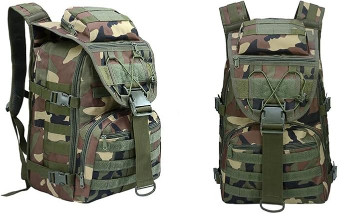 35L Military Tactical Backpacks Molle Army Assault Pack 3 Day Bug Out Bag Hiking Treeking Rucksack (Jungle Camouflage)
