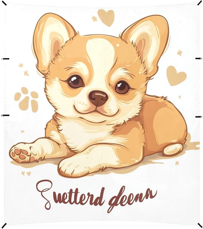 ALAZA Cute Funny Dog Puppy Lettering Quote Sweet Dreams Beach Tent Sun Shelter Portable Canopy Sunshade for Outdoor Camping Picnics Backyard Fun 10x9 ft