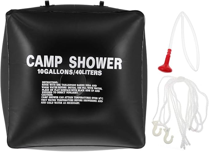 1set Portable Camping Pouch Solar Water Bag Rope Hook Compact Toiletry Bag for Traveling