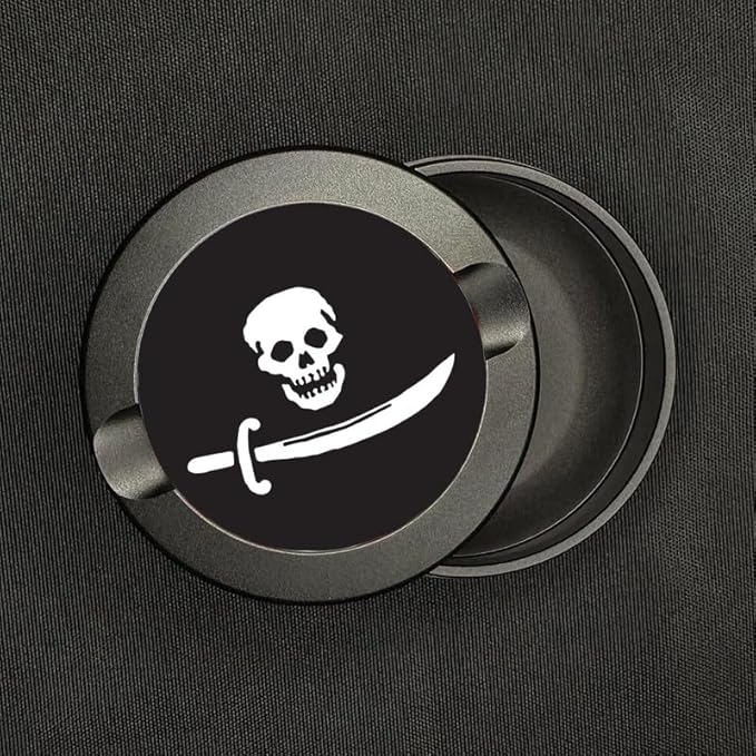 Metal Zyn Container and Holder | Pirate Flags Booty | Bartholomew Sword and Skull | Pouch Can