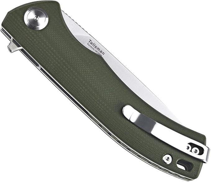 Harnds Talisman CK9168 Pocket Knife with Ball Bearing Pivot System Folding Knife with G10 Handle Pocketclip (armygreen handle)