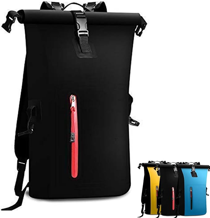 Dry Bags Waterproof Backpack for Women Men 25L Roll Top Floating Bag for Kayaking Hiking Fishing Camping Beach (Black)