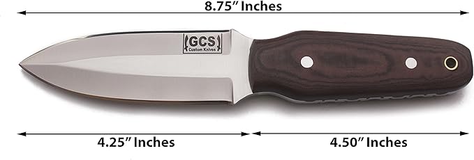 GCS Handmade Micarta Handle D2 Tool Steel Tactical knife Hunting Knife DaggerKnife with leather sheath Full tang blade designed for Hunting &amp EDC GCS 187 Brown