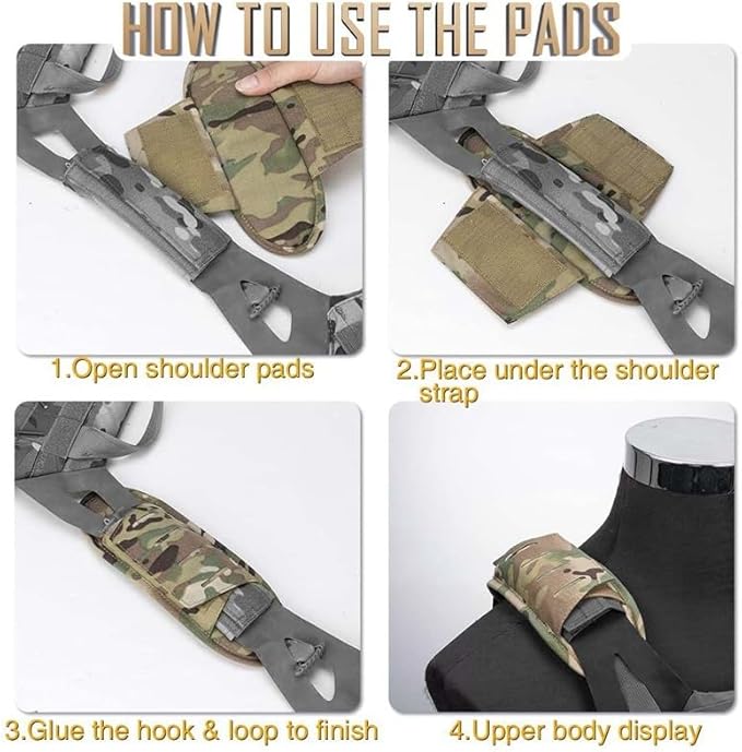 2 Pack Tactical Shoulder Pads Vest Universal Removable Protection Pad for Backpack Shoulder Strap Outdoor Traveling Bags
