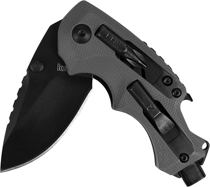 Kershaw Shuffle DIY Compact Multifunction Pocket Knife (8720) 2.4 Inch 8Cr13MoV Steel Blade with Black Oxide Coating Every Day Utility Knife with Carbon Strength and High Tech Function 3.5 oz.Gray