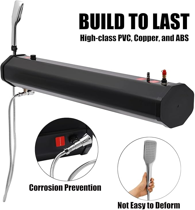 Pressurized Water Tank for Camping Shower Water Storage for Off Road Vehicles and Trucks 5 Gallon Capacity Ideal for Roof Rack Solar Showers