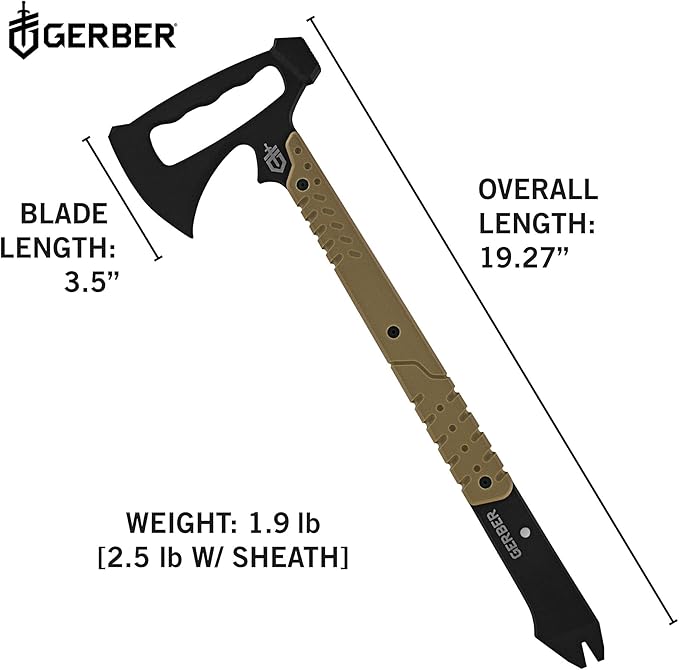Gerber Gear Downrange Tactical Tomahawk Survival Multitool Made in USA Camping Axe with Hammer Head and Steel Pry Bar Includes Sheath with Integrated Molle Straps