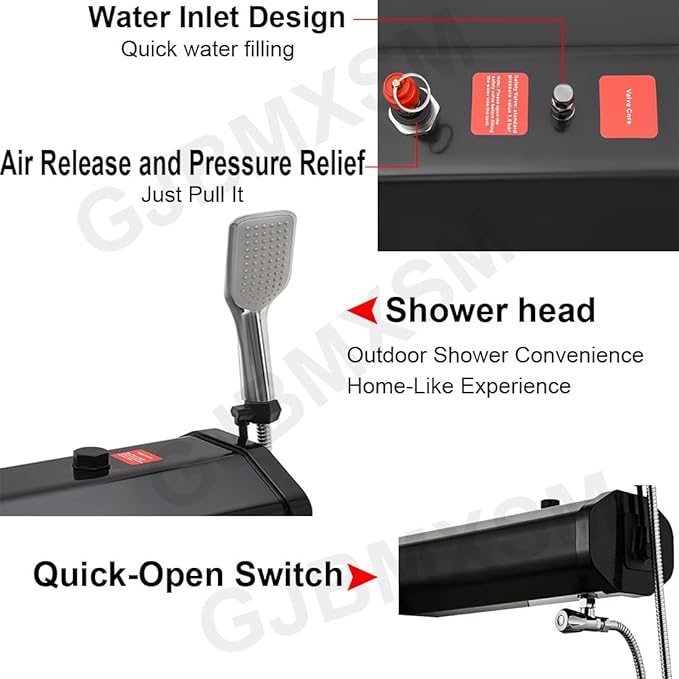 Roof-Mounted Water Tank for Camping Showers &amp Vehicle Washing - 18L/30L Pressurized Portable Water Tank with Hose/Nozzle | Overland Off-Grid &amp Car Rack Compatible Storage30L