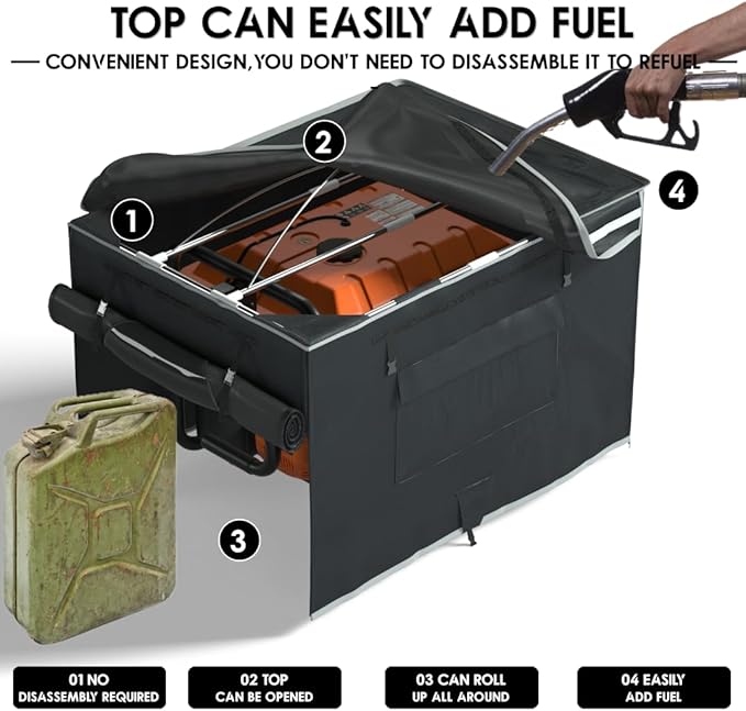 Generator Tent With Bracket Generator Cover Whlie Running 32X24X24 inches Roof Design Without Water Accumulation 1680D Marine Canvas Production+Heavy-Duty Stainless Steel Bracket Black