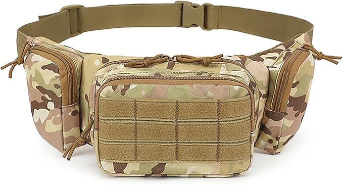 Tactical Fanny Packs pistol waist bag with adjustable waist belt zipper pocket perfect for fitness travel outdoor running and hunting. (PC Camouflage One Size)