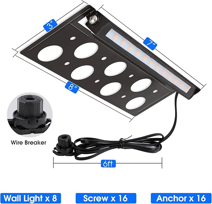 Energetic 7 Inch Retaining Wall Lights Outdoor LED Step Lights 4W Low Voltage Landscape Lighting Waterproof Hardscape Lighting 12V-24V AC/DC 3000K Warm White with Wire Breakers FCC 8 Pack