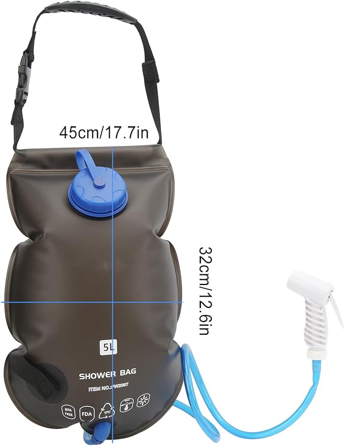 Drfeify 5L Portable Outdoor Shower Bag for Camping Hiking &amp Travel Food Grade TPU Drinking Water Storage Bath Kit