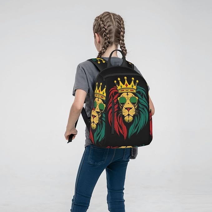 Men Women Bookbag Reggae king Rasta Flag Lion Black Laptop &amp Tablet Backpack for Travel &amp Work