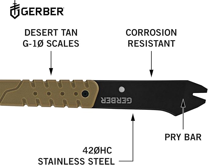 Gerber Gear Downrange Tactical Tomahawk Survival Multitool Made in USA Camping Axe with Hammer Head and Steel Pry Bar Includes Sheath with Integrated Molle Straps