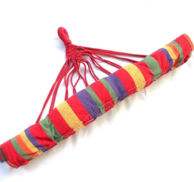 Portable Hammock Single Camping Hammock Rainbow Stripe Thickened Canvas Hammocks for Camping Travel for Backpacking Beach (Color : Rojo Size : 200X80cm)