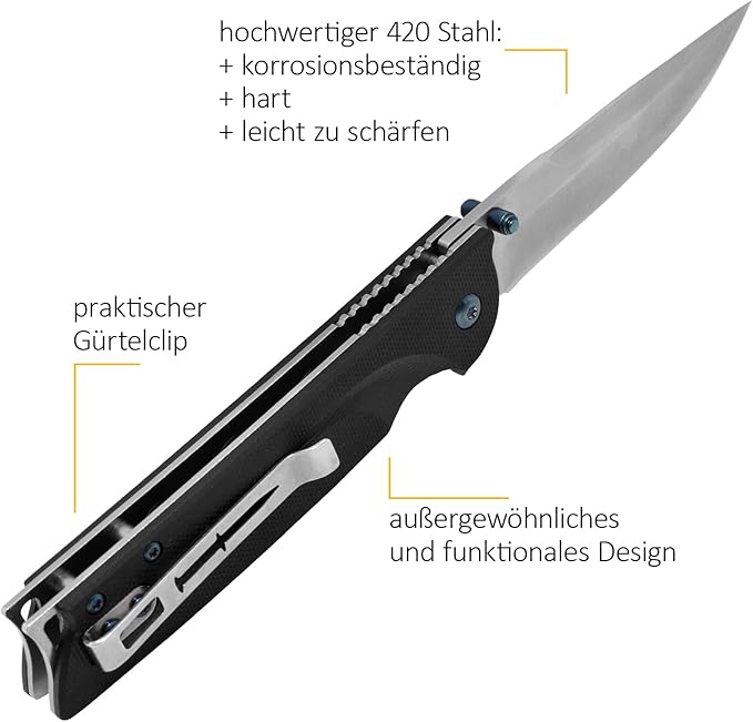 Camillus 19392 Keto Titanium Bonded 420 Stainless Steel Drop-Point Folding Knife with 3 Blade and Pocketclip 8 Length