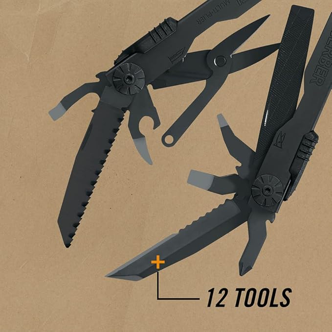Gerber Gear Diesel Multitool Needle Nose Pliers Set 12-in-1 EDC Multi-Tool Knife Survival Gear and Equipment Black