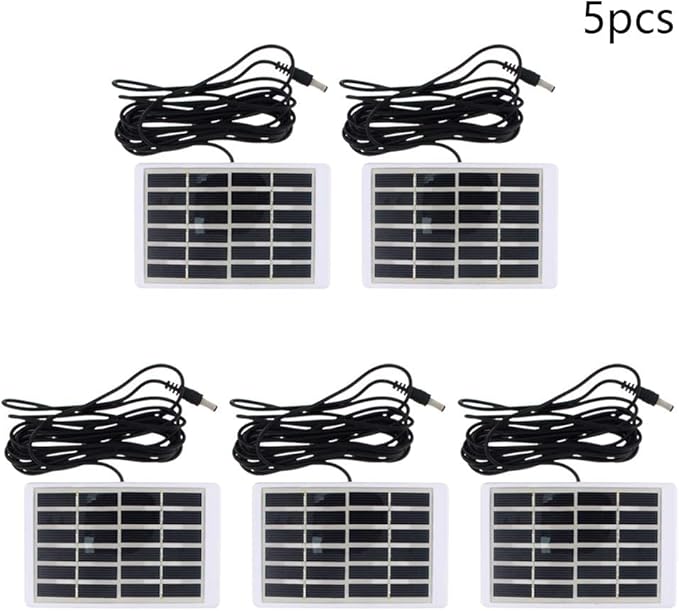 Fielect 5Pcs 6V 1.2W Mini Solar Panel Module Polycrystalline Silicon DIY Battery Power Charge Solar Cell Panel Module with Wire DC Plug White