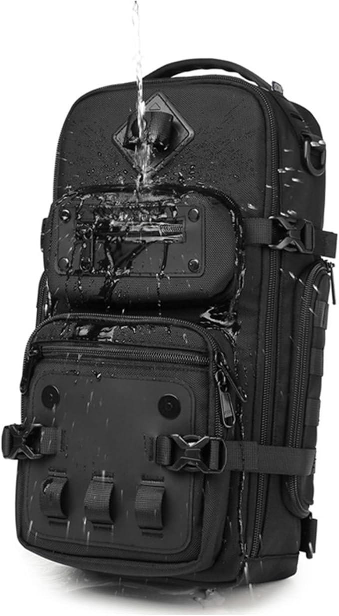 OZUKO Small Tactical Sling Bag for MenVersatile Sling Backpack with Tactical Features and Durable Construction (black)
