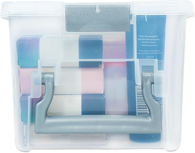 Best Kept Semi Satchel with Removable Dividers Stackable Home Storage Organization Container Clear with Sliver Latches and Handle