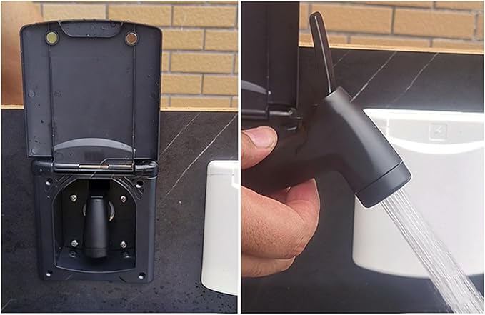 Campers Yacht Shower Box with Cover and 180 Degree Opening Flipping Lid Water Inlet Adapter with Pipe Campers Inlet Adapter