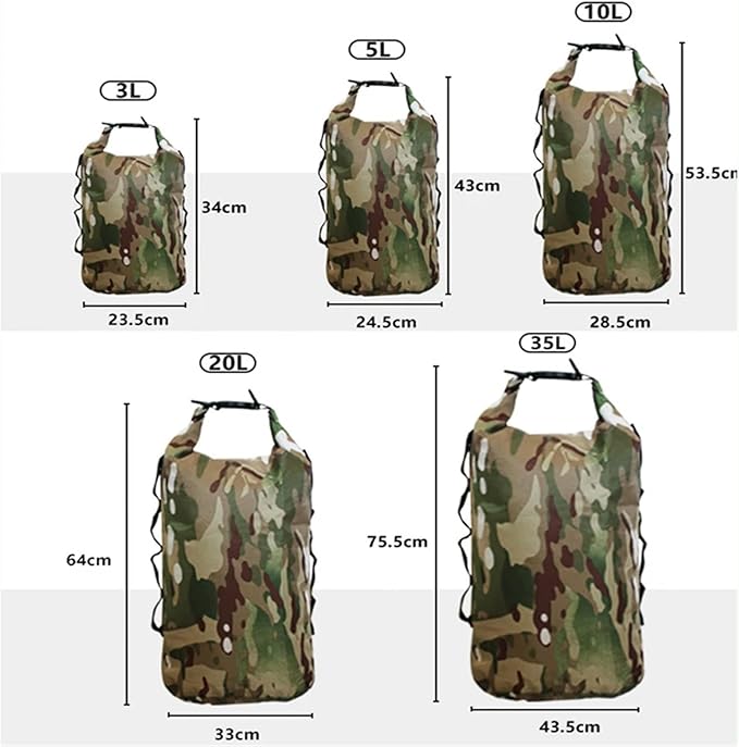 Waterproof Dry Bag Waterproof Backpack Portable Outdoor Sport Rafting Bag River Tracing Swiming Bucket Dry Bag 3L 5L 10L 20L 35L for SwimmingBoating(3L-with 2 Straps)