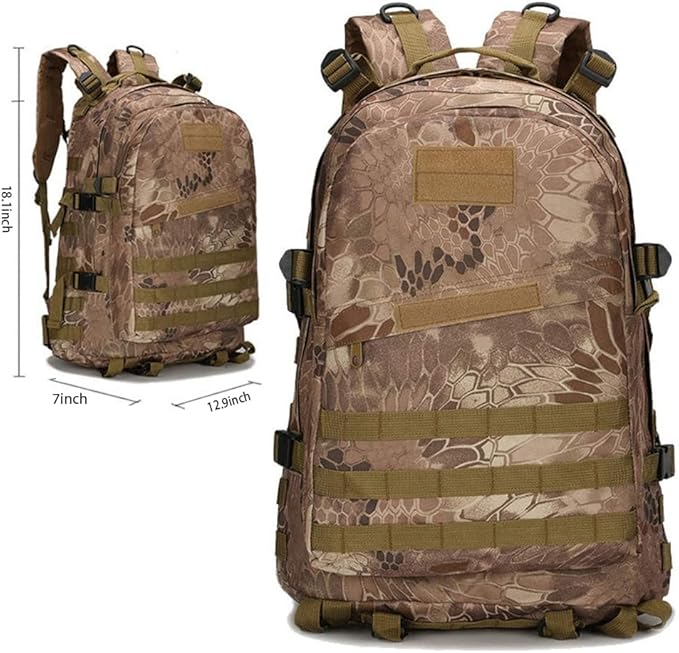 Men and Women Outdoor Camouflage Backpack Capacity Hiking and Camping Bag Multi-functional Storage Organizer 40L 3D Backpacks (A3 one size)