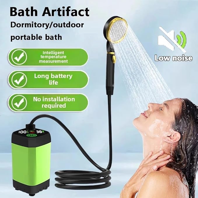 Portable Camping Shower 7800/9000mAh Rechargeable Camping Shower with Intelligent Digital Display Outdoor Camp Pump with Power Display for Hiking Travel Car Pet 7800mAhOrange
