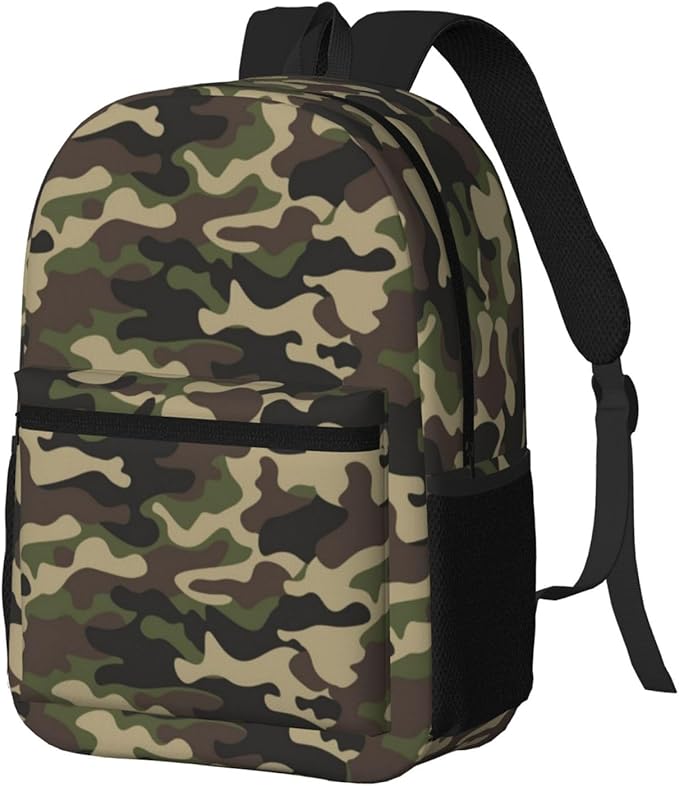 Green Camo Backpack Multipurpose Shoulder Bag Capacity Gym Outdoor Hiking Travel Camping Gym Daypack 17in