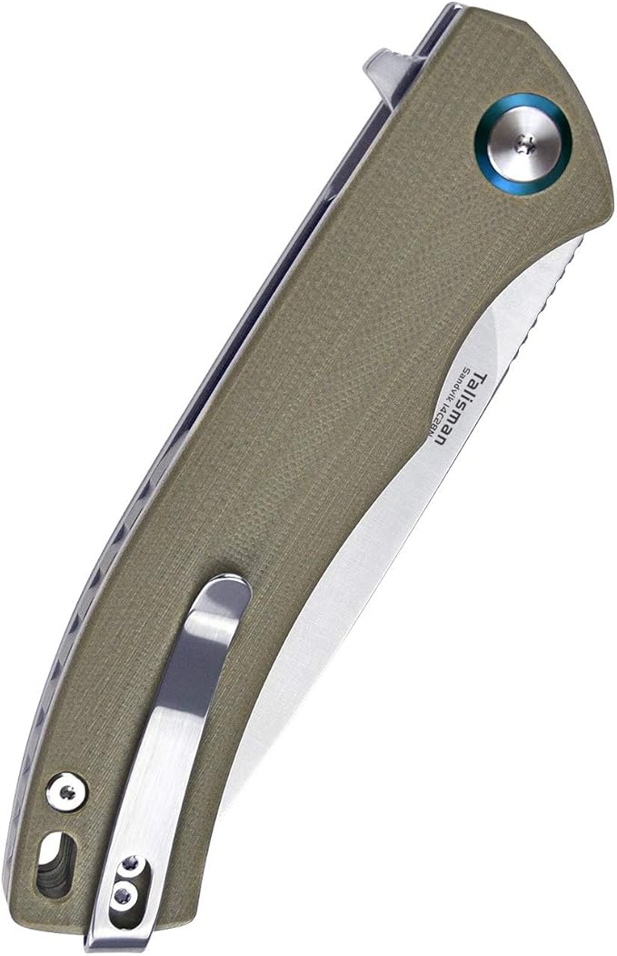 Harnds Talisman CK9168 Pocket Knife with Ball Bearing Pivot System Folding Knife with G10 Handle Pocketclip(warm sand handle)