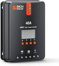 RICH SOLAR 40 Amp 12V/24V DC Input MPPT Solar Charge Controller with LCD Display Solar Panel Regulator for Gel Sealed Flooded and Lithium Battery Negative Ground