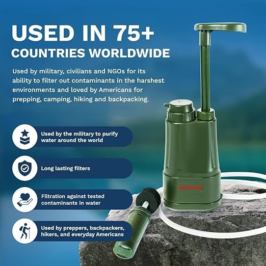 Survivor Filter PRO Extender Series – Portable Water Filter Pump with Extra Replacement Filters – Tested in USA Labs – Bacteria Parasite and Virus Removal – Ultimate Survival &amp Backpacking Gear