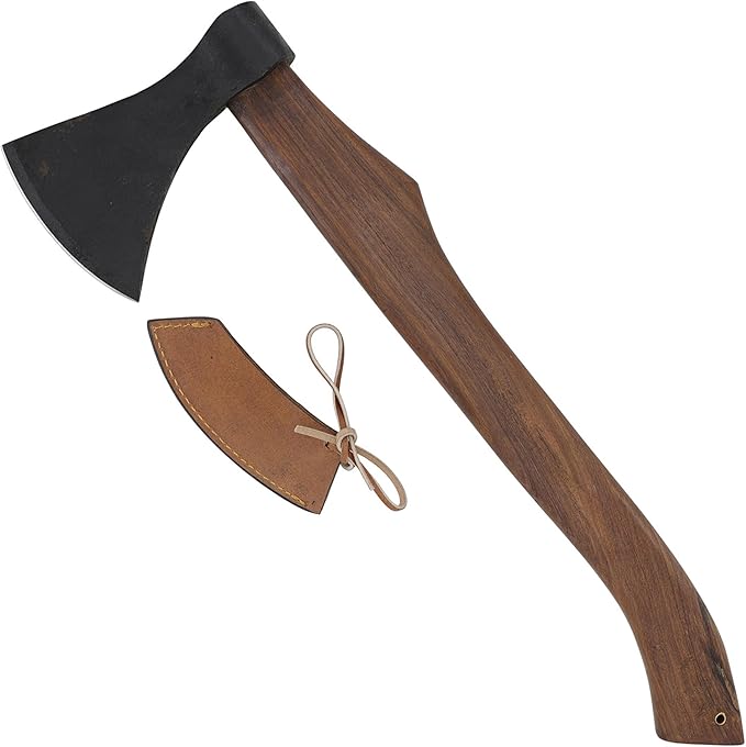 Armory Replicas™ Viking Saga Traditional Wooden Battle Axe Hand-Forged Iron Steel Blade Rustic Finish Fully Functional 20.5” Overall Length Perfect for Camping Reenactments and Cosplay