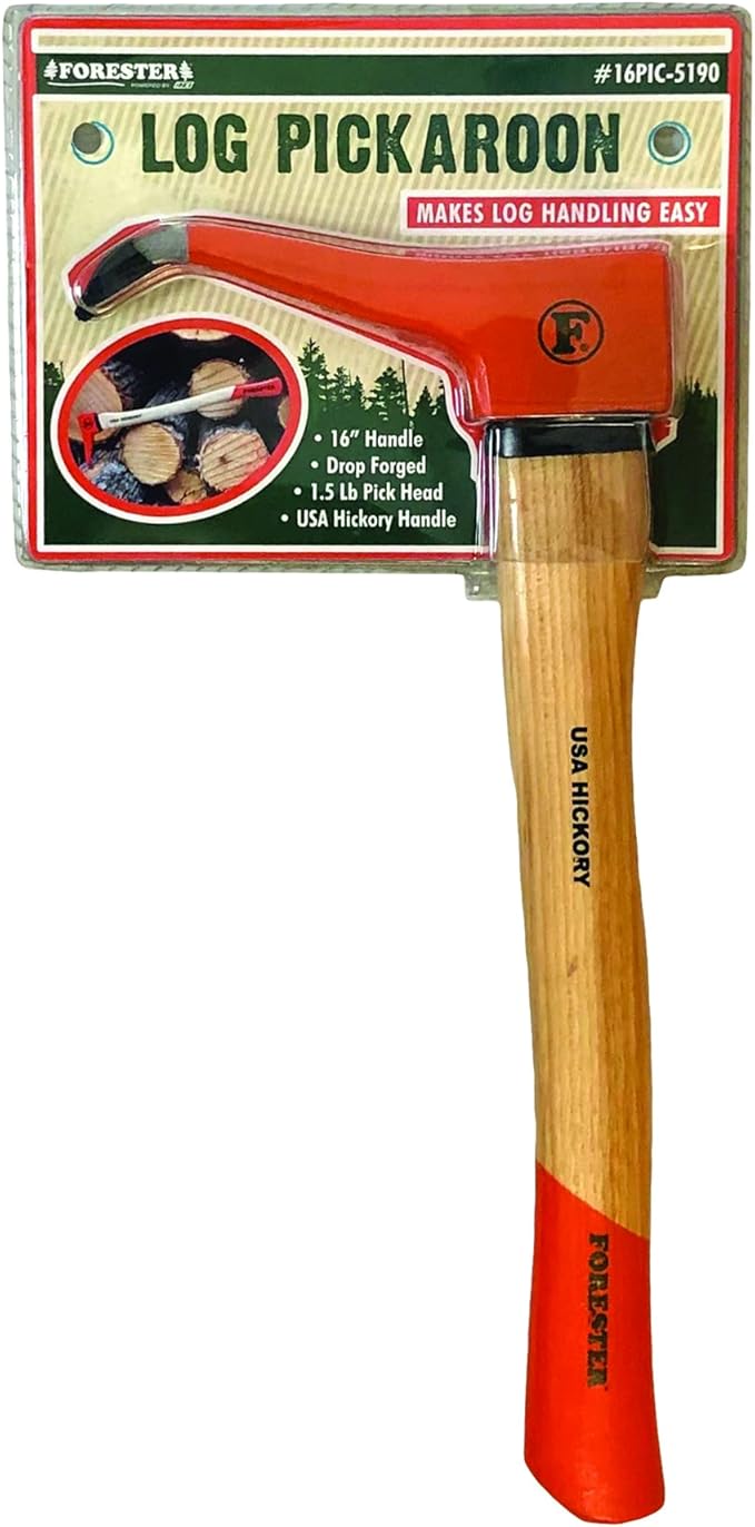 FORESTER Pickaroon Logging Tool | USA Hickory Handle | Hookaroon Logging Tool | Log Roller Tool &amp Forestry Tools for Dragging and Stacking Logs