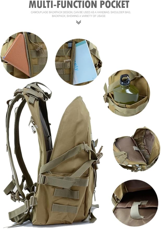 Jungle Leopard 40L Tactical Backpack Men Camping Hiking Bag Reflective Travel Survival MOLLE Climbing Rucksack(WD)