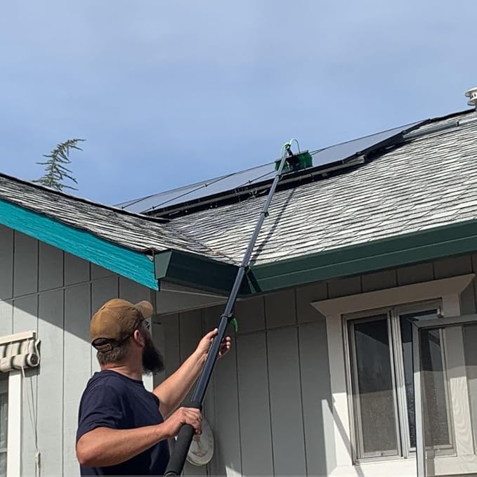 20 Feet Long Reach Solar Panel Cleaning Brush with Inline Water Filter Telescopic Extendable for Roof Mounted Solar Panel and Window Cleaning: Water Fed Pole Cleaning Kit