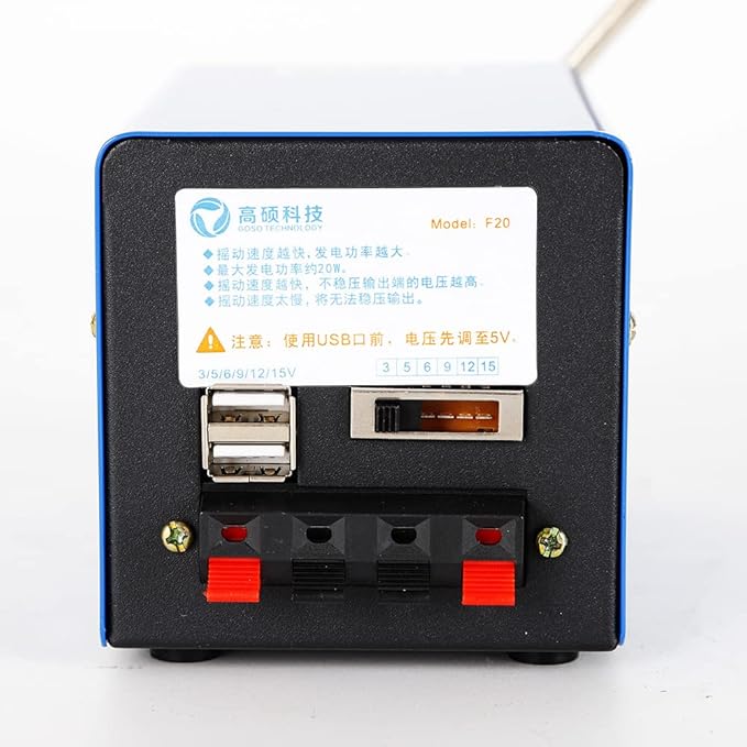 Gdrasuya10 20W Blue Hand Crank Power Generator Manual Crank Dynamo with USB Generator Portable Emergency Generator for Travel Camping Hiking Power Failure