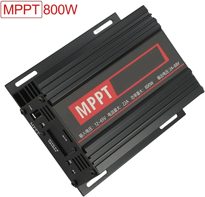 MPPT Solar Boost Controller Charger 800W With USB And LCD Display For 24V/36V/48V/60V/72V Multi-Battery Charging Aluminum Alloy