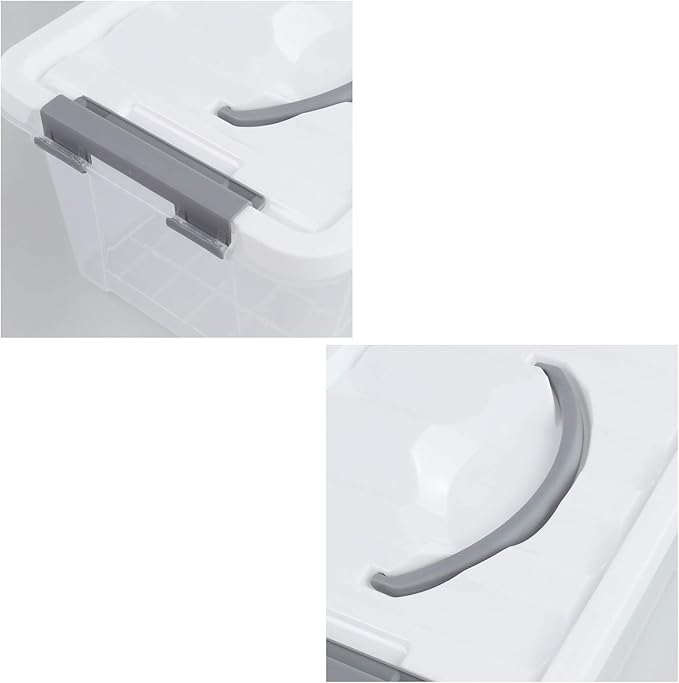 Hespama 5.5 Quart Storage Bin Plastic Latching Box Container 6 Packs