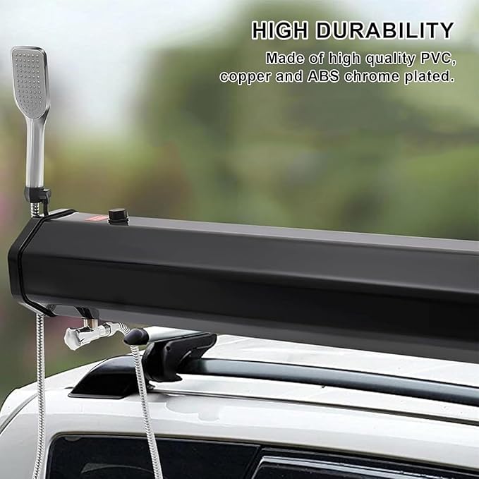 Portable 4.8L Pressurized Shower Tank - Solar Heated Outdoor Shower for Camping Travel Off-Road Truck &amp SUV - Ideal for Easy Washing &amp Rinse Kit