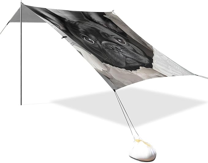 ALAZA French Bulldog Hole Newspaper Beach Tent Sun Shelter Portable Canopy Sunshade for Outdoor Camping Picnics Backyard Fun 10x9 ft