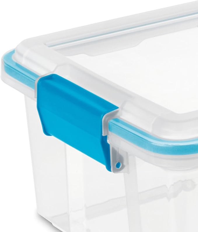 Sterilite 6-Pack Gasket Box Weather-Resistant Storage Bins with Latching Lids 12 Quart - Heavy-Duty Organizing Containers for Closet Bathroom and Office