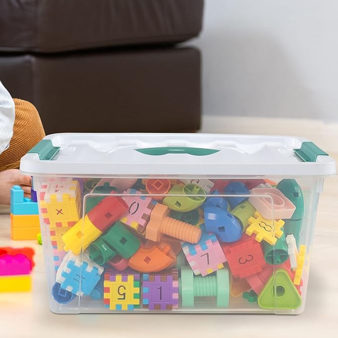Gainhope 6 Packs 14 L Plastic Stackable Storage Bin Container Box with Latching Lid Clear Organizer Bins with Handle